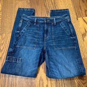 American Eagle Y2K Comfort Stretch Waistband Dark Wash Mom Jeans Women Size 4